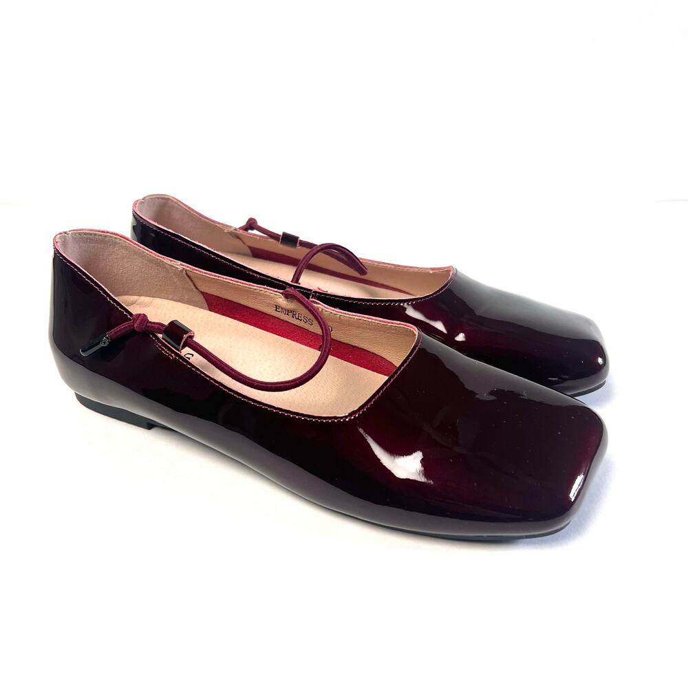 Empress Square Toe Ballet Flats Patent Wine Size 9